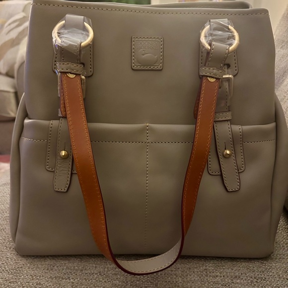 Dooney & Bourke Taupe Leather Tote Bag With Utility Pockets - Picture 13 of 13